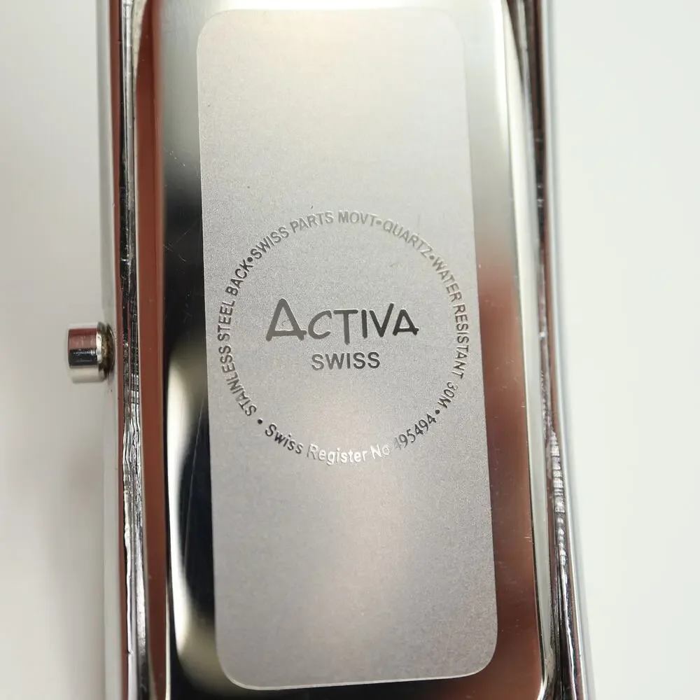 Activa Swiss Black Blue Tall Tank 26mm Unisex Watch Leather Strap w New Battery